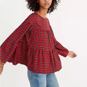 {Madewell} Plaid Tiered Top